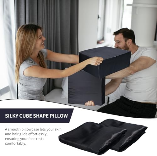 3 Pcs Black Satin Pillowcases with Hidden Zipper