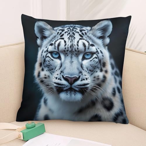BoomDragon Super Soft Snow Leopard Pillowcase Protector - Square 18x18 Inches