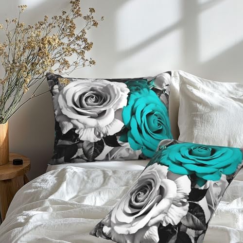 Rose Flowers Pillow Cases Set of 2 - Microfiber Travel Pillowcase with Hidden Zipper