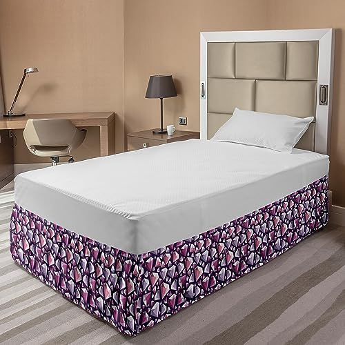 Ambesonne Diamonds Elastic Bed Skirt Pastel Crystal Gem Pattern