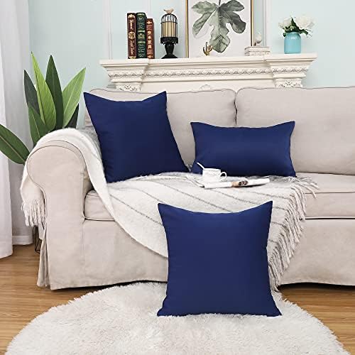 MUMFAS 2-Pack Solid Navy Blue Throw Pillow Covers