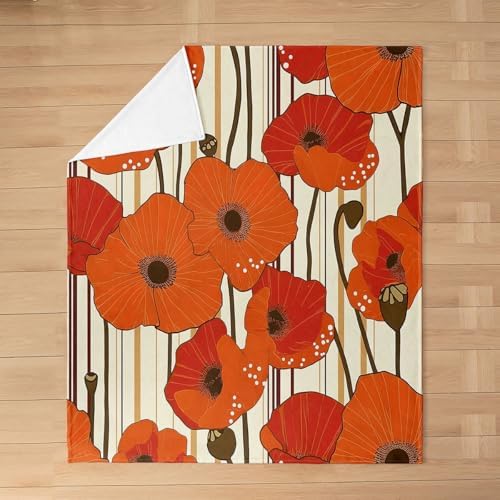 Feelyou Vintage Flower Flannel Throw Blanket 50x60