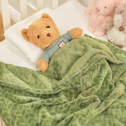 Inhand Fleece Baby Blanket - Soft Swaddle 30x40 Inches Warm Sage Green
