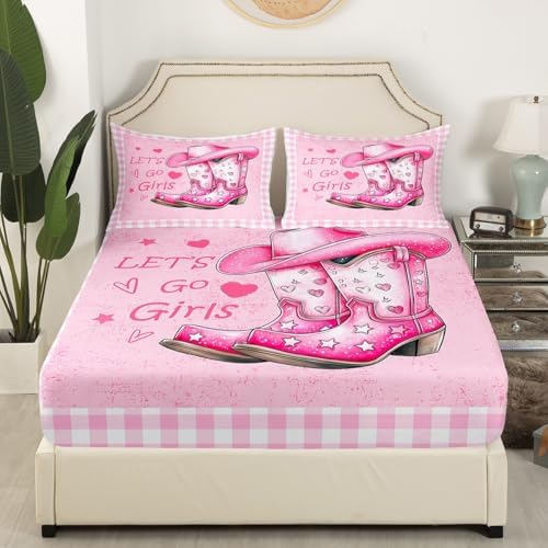 Manfei Cowgirl Sheet Set with 2 Pillowcases Queen Size