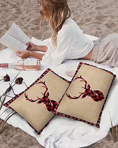 Waterproof Pillow Protector 2 Pack - Black Red Buffalo Plaid