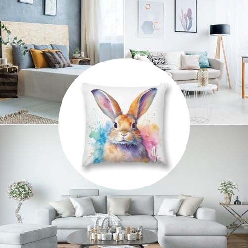 HighonHi Decorative Velvet Bed Pillowcase Happy Easter Bunny Pattern 16x16
