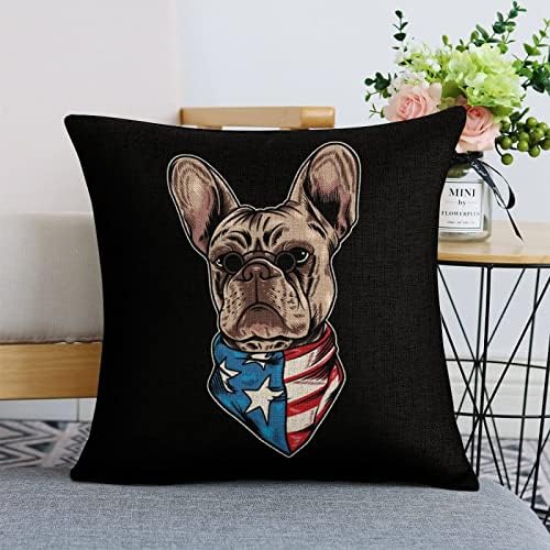 JOJOART French Bulldog USA Flag Throw Pillow Covers Set of 2