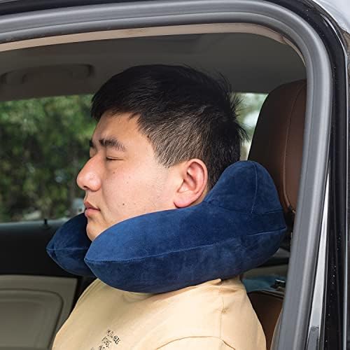 Makimoo Inflatable Travel Pillow with Velvet Cover