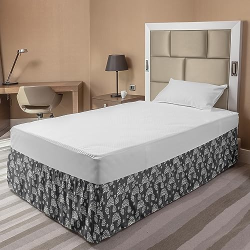 Ambesonne Retro Flowers Bedskirt with Elastic Wrap Grey Coconut
