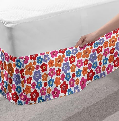 Ambesonne Colorful Floral Bedskirt TwinTwin XL