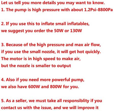 High Pressure Electric Pump for Inflatables 300W