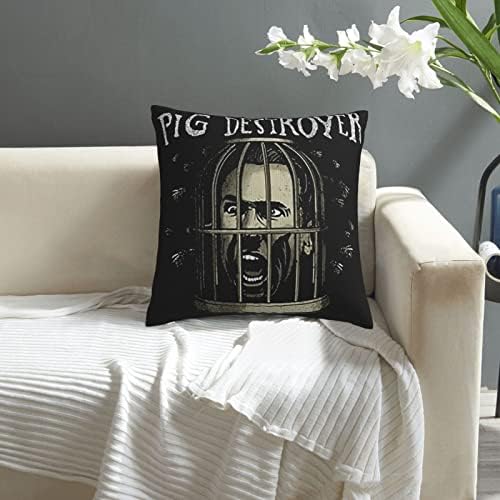 AMIOUDR Throw Pillow Covers Pig Singer Destroyer 18x18 Square Pillowcase