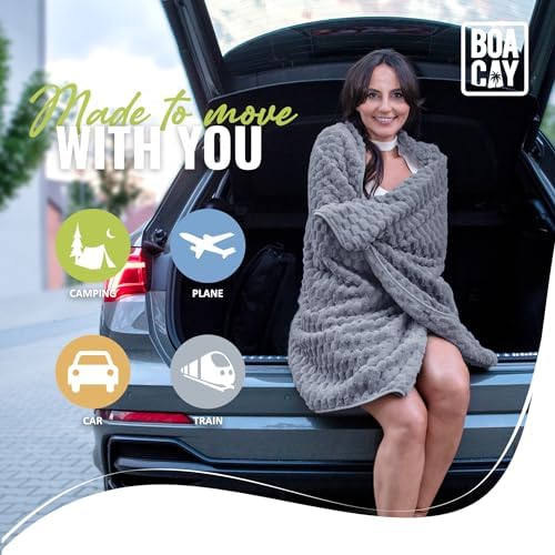 BOACAY Packable Travel Blanket with Pillow and Case
