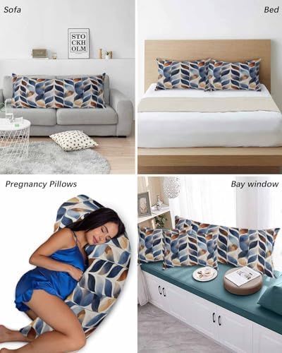 ERUNPONLY Navy Blue Burnt Orange Pillowcase Set of 2