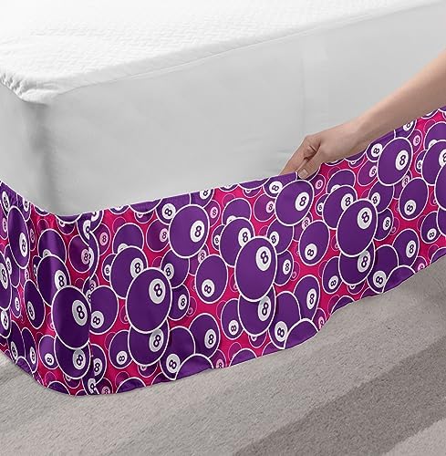 Ambesonne Billiards Bedskirt with Lucky Number 8 Design