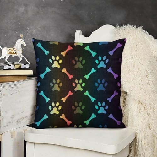 JOJOART Paw Print Bone Throw Pillow Covers Set of 2