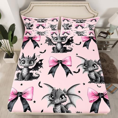 Manfei Little Dragon Fitted Sheet Set Queen Size