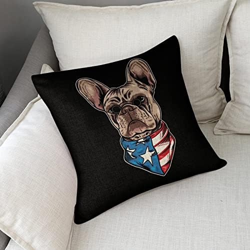 JOJOART French Bulldog USA Flag Throw Pillow Covers Set of 2