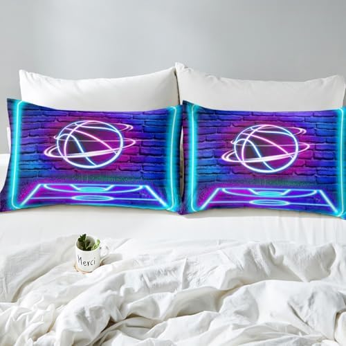 Manfei Basketball Fitted Sheet Set with 2 Pillowcases