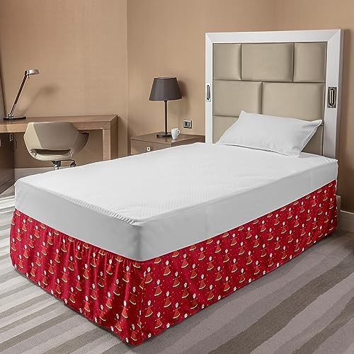 Ambesonne Cartoon Bedskirt with Smiling Girl and Watermelon Design