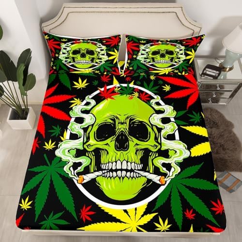 Castle Fairy Cannabis Leaf Twin Sheet Set with Pillowcase 1