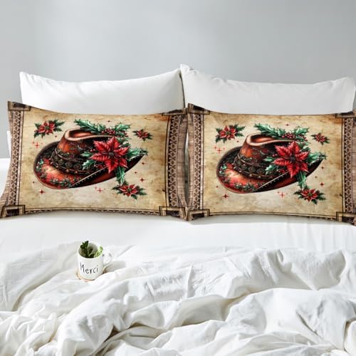 Manfei Cowboy Cap Fitted Sheet Set with 2 Pillowcases Queen Size