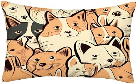 Dog and Cat Face Throw Pillow Decor 16x24 1