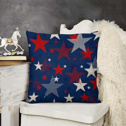 JOJOART USA Flag Linen Throw Pillow Covers Set of 2