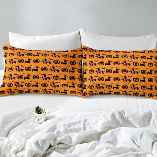 Manfei Happy Halloween Fitted Sheet Queen Size with Pillow Case