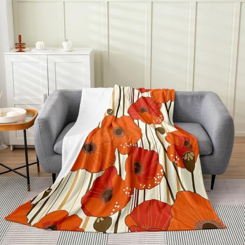 Feelyou Vintage Flower Flannel Throw Blanket 50x60
