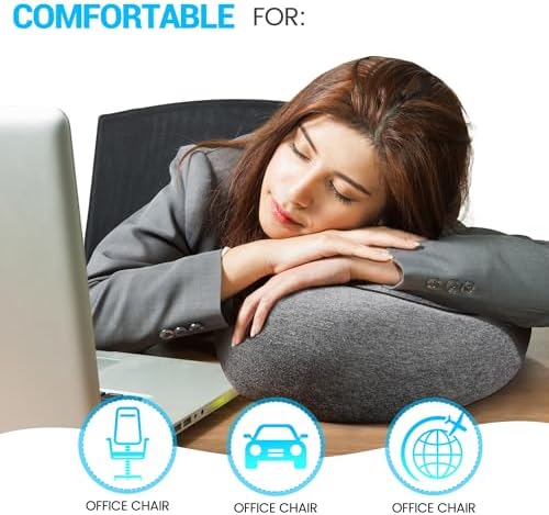 Memory Foam Travel Pillow with 360 Neck Support Grey