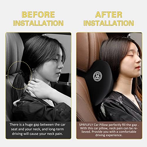 Super Cozy Car Headrest Pillow with Memory Foam and Adjustable Strap