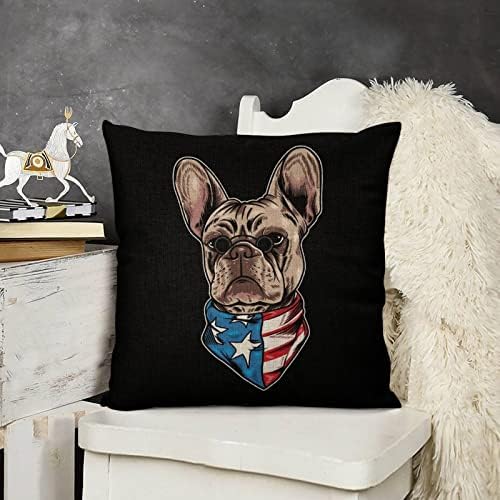 JOJOART French Bulldog USA Flag Throw Pillow Covers Set of 2