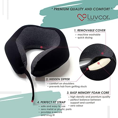 Luvcor Premium Memory Foam Neck Pillow Bundle - Stealth Black