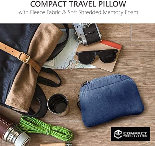 CT Compact Travel Pillow with Memory Foam and Fleece - Blue