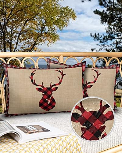 Waterproof Pillow Protector 2 Pack - Black Red Buffalo Plaid