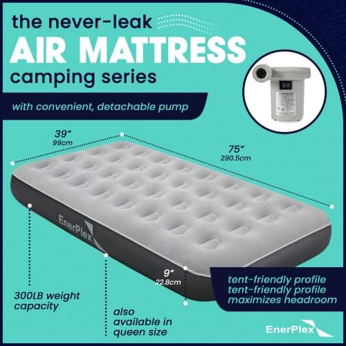 EnerPlex Portable Air Mattress with Pump - Twin Grey