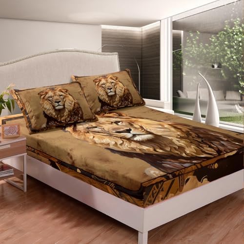 Castle Fairy Lion Bed Sheet Set Twin Size 3D Wildlife