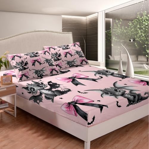 Manfei Little Dragon Fitted Sheet Set Queen Size