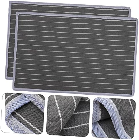 KICHOUSE 2pcs Anti-Skid Breathable Pillow Protector with Gray Stripes
