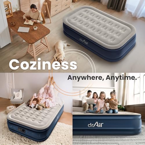 Dr Air Twin Air Mattress with Built-in Pump and Waterproof Cover