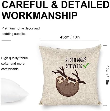 JOJOART Cute Sloth Throw Pillow Covers Set of 2