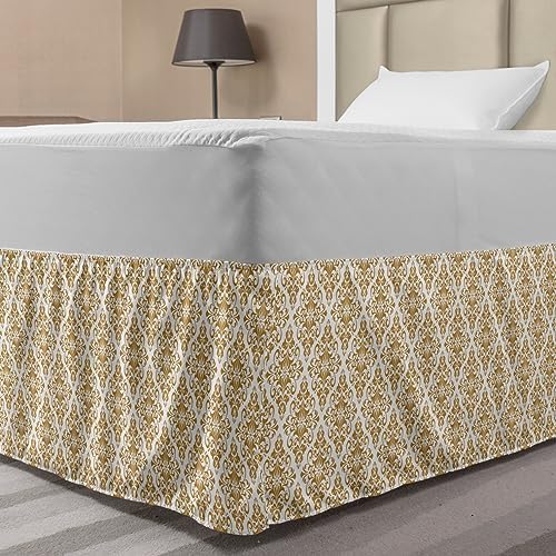 Ambesonne Victorian Elastic Bed Skirt with Baroque Pattern