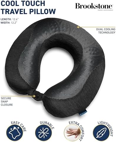 Brookstone Cool Touch Travel Pillow for Head and Neck Support