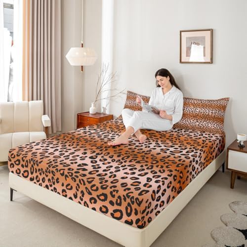 Manfei Cheetah Fur Print Twin Fitted Sheet Set