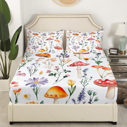 Castle Fairy Mushroom Bed Sheet Set Twin Size
