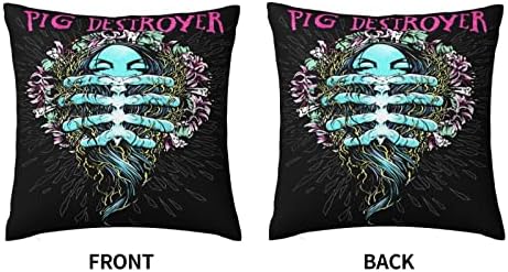 AMIOUDR Throw Pillow Covers Pig Singer Destroyer Band 18x18 Square Pillowcase