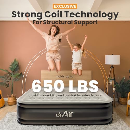 Dr Air Queen Air Mattress with Built-in Pump and Carry Bag