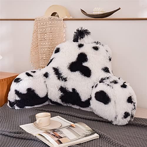 Meeting Story Cow Print Plush Reading Pillow with Arms