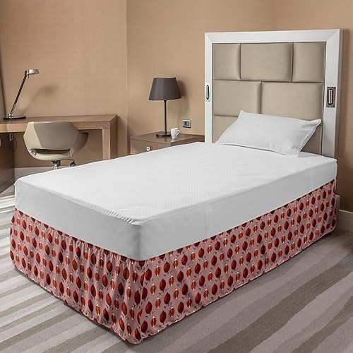 Ambesonne Pomegranate Bedskirt - TwinTwin XL Brushed Microfiber Wrap Around Elastic